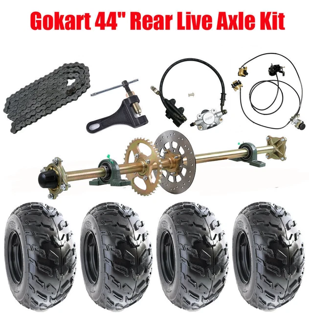 44 INCH REAR Live Axle Brake Assembly Kit Wheel Hub Sprocket Caliper