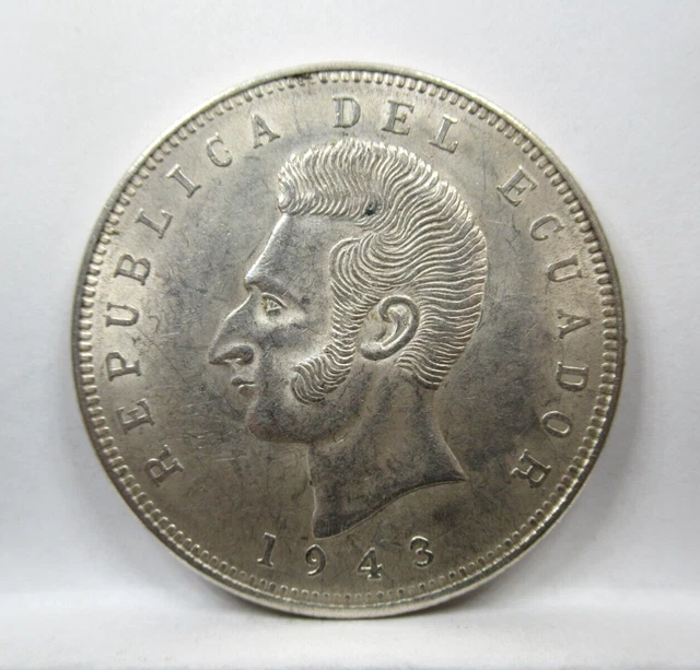 1943 Ecuador 5 Sucres - KM79 - .720 SILVER - Starts at MELT