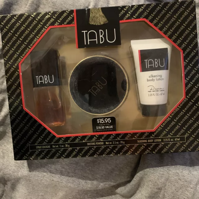 Vintage Tabu Gift Set by Dana - Spray Cologne & Ultra Smooth Lotion & Powder