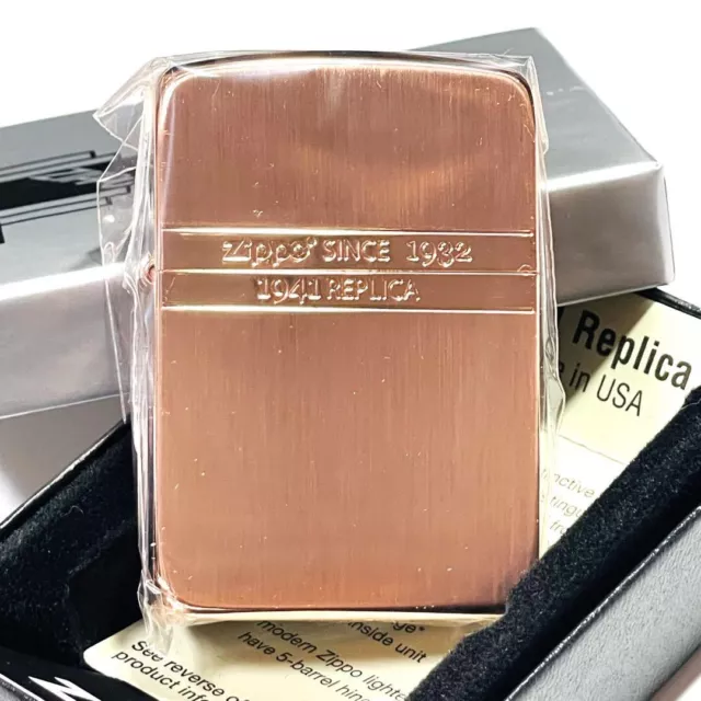 Zippo Oil Lighter Mirror Line Pink Etching 1941 Replica Case Japan