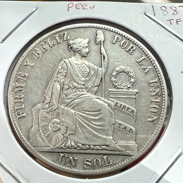 1887 Tf Peru Silver One Sol Better Date Crown