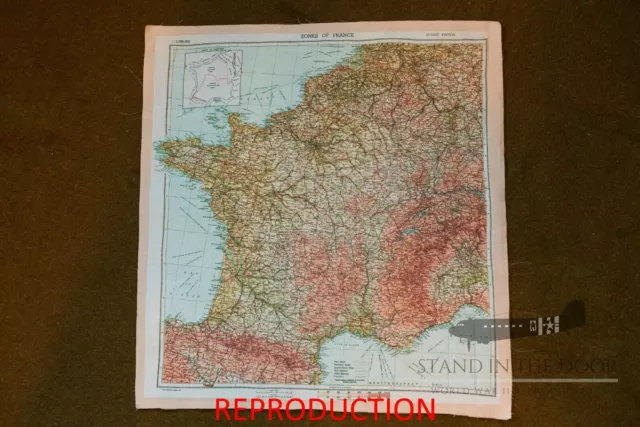 WW2 D-Day Zones of France silk Invasion Escape Map "Version 1"