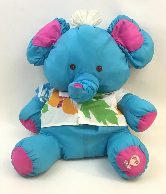 Fisher Price Puffalump Elephant 8052 Plush Vintage 1987 Hawaiian shirt blue