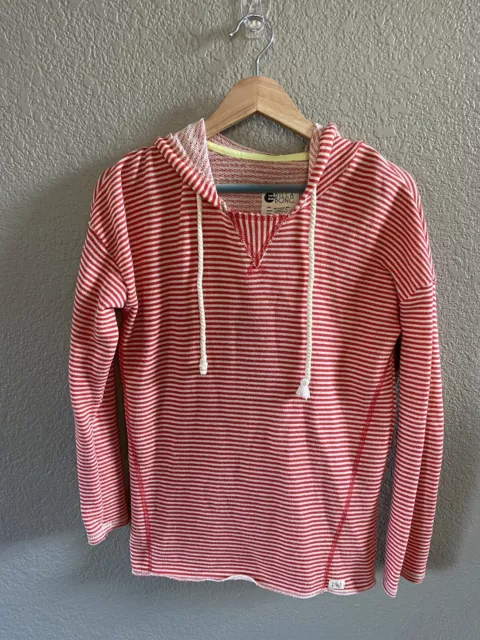 Billabong Hoodie Women's Medium Red White Striped Casual Pullover Beach