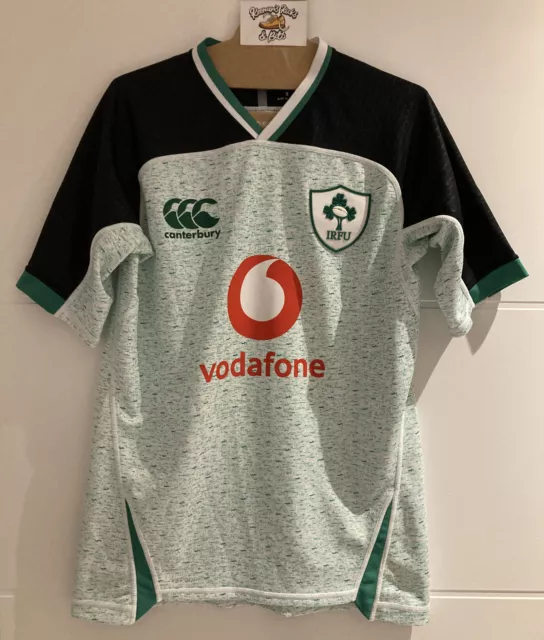 Mens ADULT CANTERBURY IRELAND ALTERNATE WHITE JERSEY 2019/20 (S) RARE VODAFONE