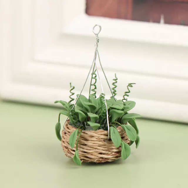 Dollhouse Miniature Hanging basket Mini Potted Plant Flowers Pot DollHo AFM-EW