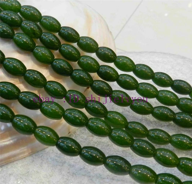 Neuf 10 x 14 mm pierres précieuses en forme de riz émeraude verte perles en vrac 15'' AAA 3