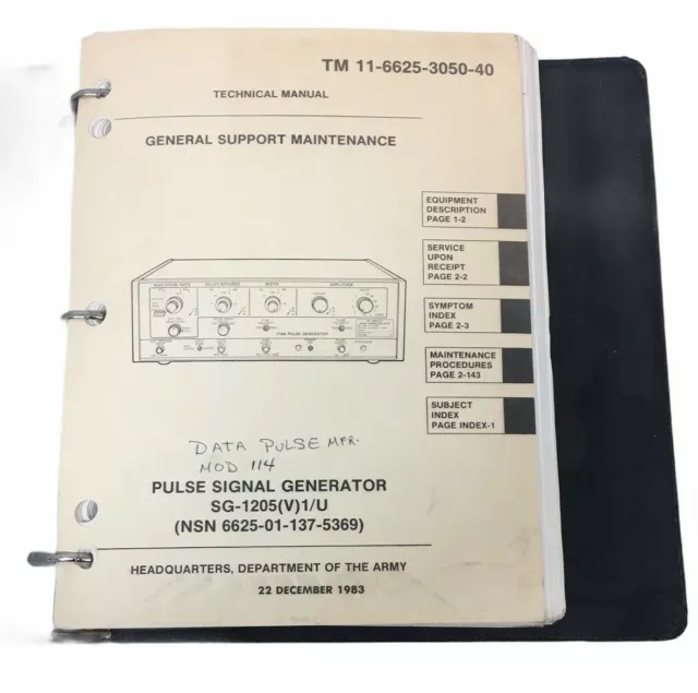 Pulse Signal Generator SG-1205(V)1/U | 1983 Technical Manual | TM11-6625-3050-40