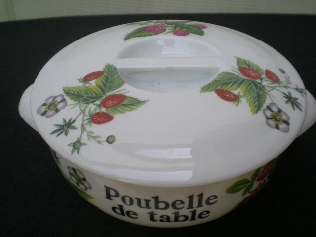 Petite Poubelle De Table En Porcelaine Blanche à Motif Floral – Vintage Et Décorative