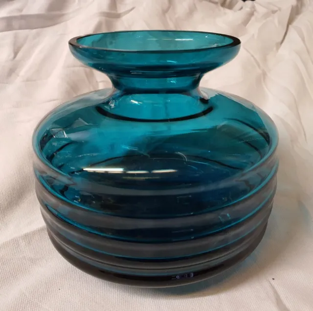 Scandinavian Hooped Glass Vase Turquoise Blue