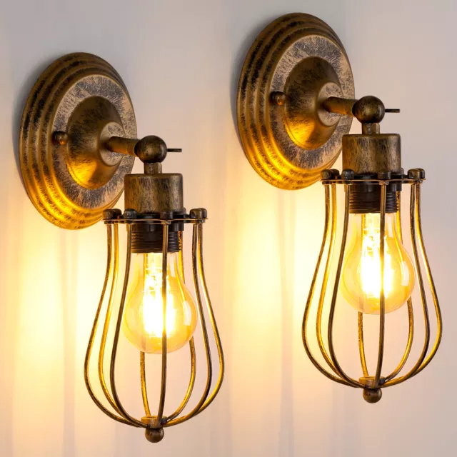2X Retro Wandleuchter Lampe Veranda Garten Licht Vintage Industriell Leuchte E27