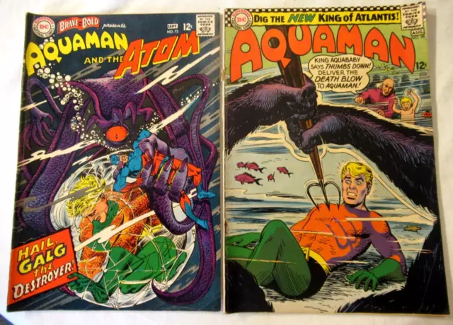 Aquaman DC Comic Books #28 Aquababy 1966 #73 The Atom 1967 Lot of 2
