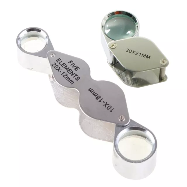 Pocket Jewelry Magnifier 10X 20X Magnifying Glass Lens Double Lens Folding Loupe