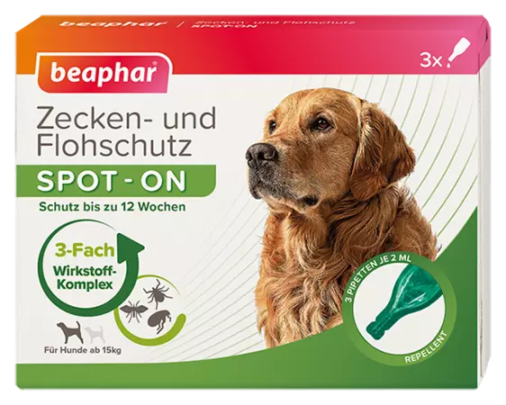 BEAPHAR 13847 Zecken- und Flohschutz SPOT-ON 3x2ml, für große Hunde (ab 15 kg)