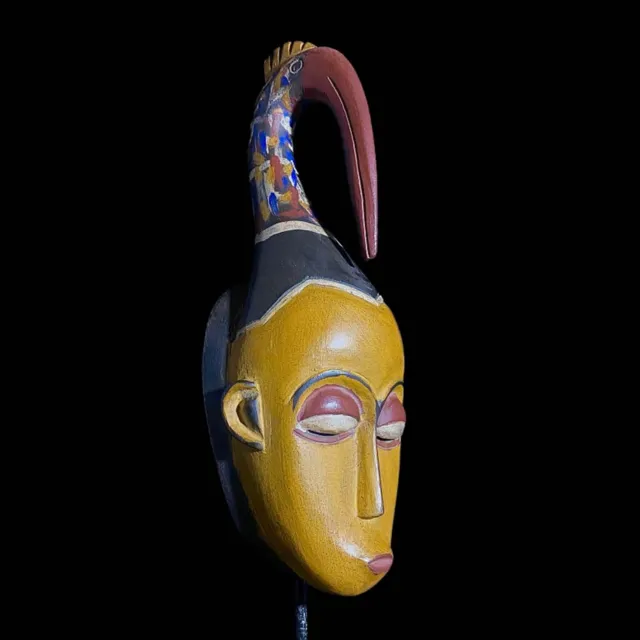 Vintage Hand Carved Wooden Tribal African Art Face Mask African Guro Baule-7768