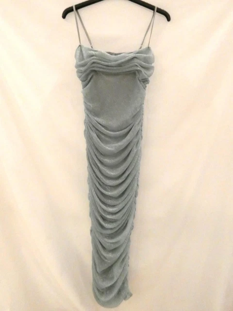 HOUSE OF CB Fornarina Maxi Dress Womens Baby Blue Sparkle Ruched