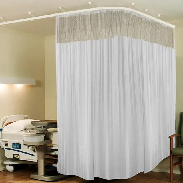 Polyester Hospital Curtain ,24 eyelets with White Stripes ICU 3 Panels Curtain