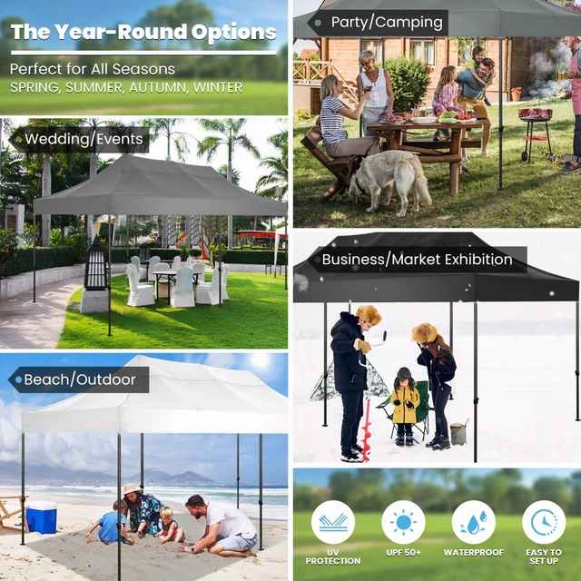 Pavillon 3x3/3x6m Wasserdicht Faltpavillon Pop Up Partyzelt Gartenzelt UV Schutz 2