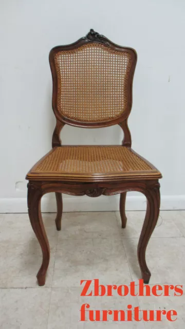 Antique Quality French Country Carved  Cane Vanity Arm Chair Petite B