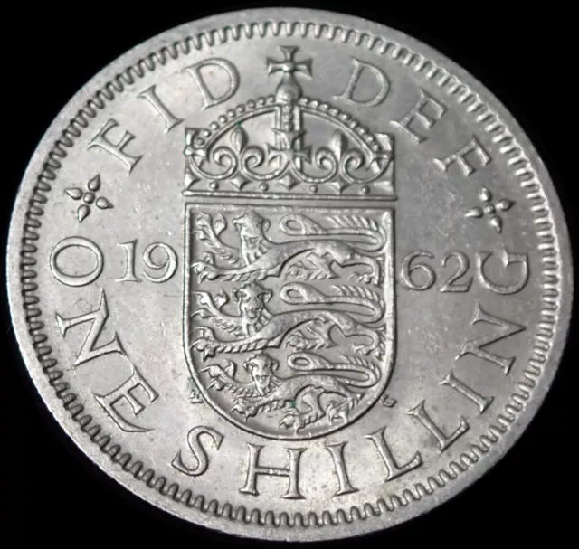 UK One Shilling 1962 Elizabeth II English Coin WCA 8254