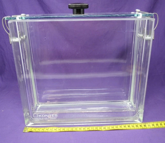 KONTES SQUARE RECTANGULAR TLC Chromatography Developing Tank 27cm IL lg