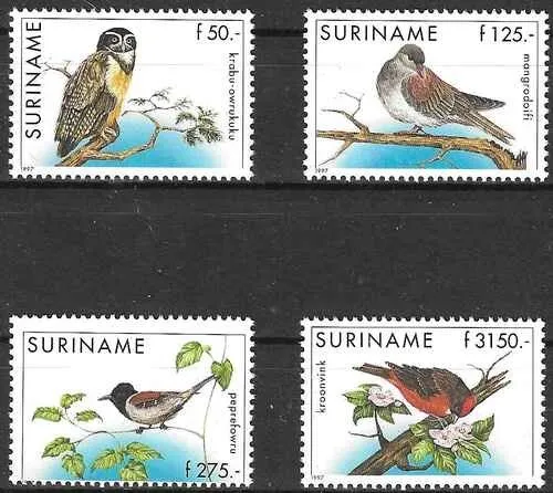 Timbres Oiseaux Surinam 1454/1457 ** (72187ER) - cote : 37,50 €