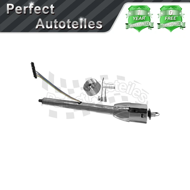 28" Chrome Tilt Manual Style Steering Column w/ Wheel Adapter No Key 51828-MT-C