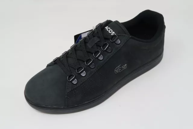 Lacoste Men Shoes Carnaby Evo Black Suede Size 7.5 Sneakers 7-38SMA002802H #3178