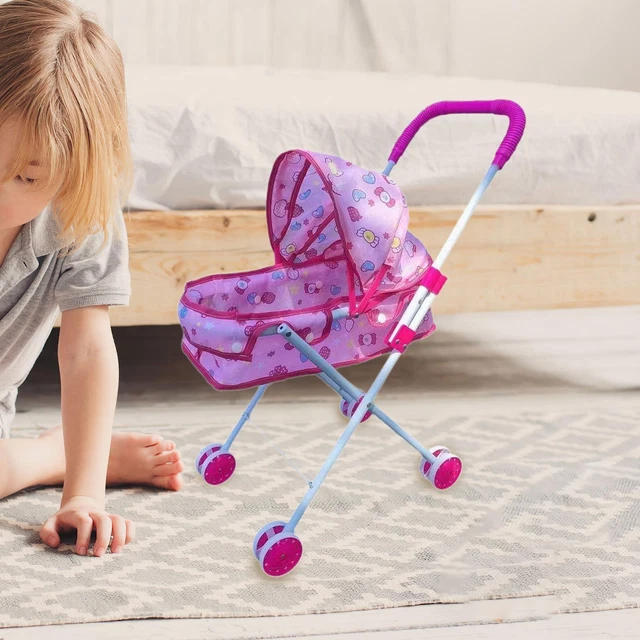 Predolo – Poussette Pliable Pour Poupée – Jouet Interactif Jeu De Rôle – Cadeau Pour Enfants De 3 Ans Et Plus – Idéal Pour Promener Poupées Et Peluches