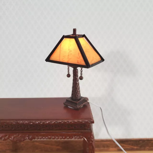 Dollhouse Lamp Arts & Crafts Craftsman Style w/ Plug Large 1:12 Scale Miniature