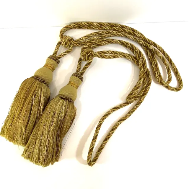 Curtain Tie Backs Tassels Swags Drapery Large Shades of Gold Pair