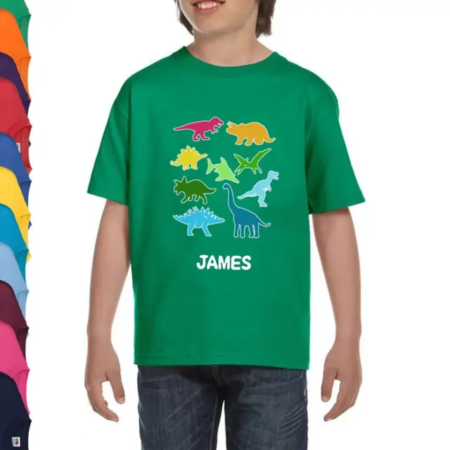 New Kids Boys Girls Personalised Dinosaur T-Shirt Birthday Gift Funny Tee Top