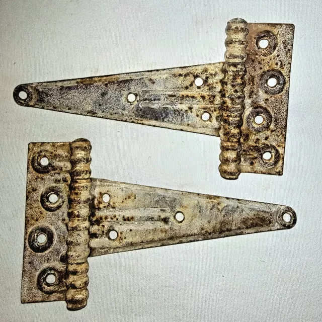 ANTIQUE Matching Set of 1888 HARDEN Ornate T Strap Barn Door/Gate/Shed HINGES