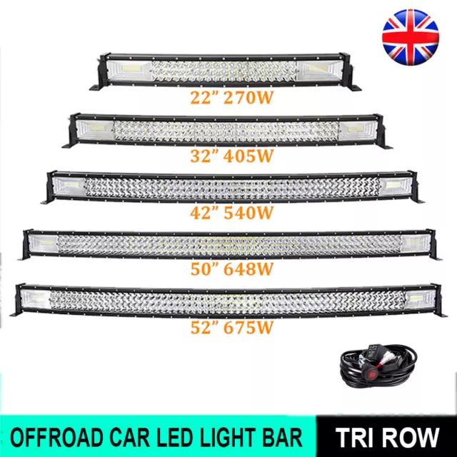 TRI-ROW 540W 42INCH Led Work Light Bar Spot Flood Combo Driving Lamp+  Harness £44.98 - PicClick UK