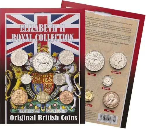 ELIZABETH II ROYAL COLLECTION - REAL Coins Pack British Crown Florin Penny