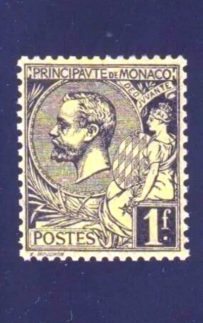 MONACO STAMP TIMBRE YVERT N° 20 " ALBERT 1er 1F NOIR S.JAUNE " NEUF xx LUXE