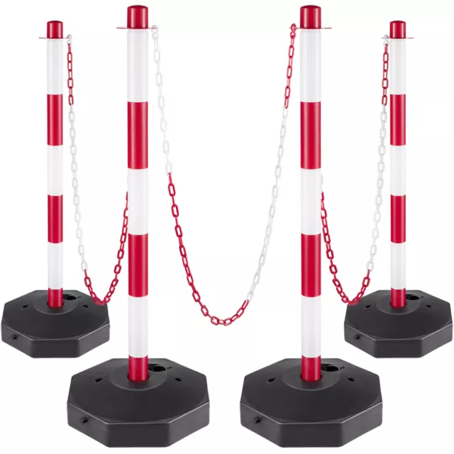 Poteaux de Guidage argent VEVOR Séparation Rétractable Barrière 4 Pcs avec  3 Cordes en Velours Rouge 1,5 m Connexion à Quatre Voies file d'attente