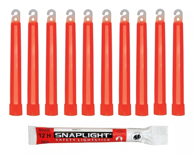 Cyalume SnapLight Knicklichter Rot 10er Pack 15cm Glow Sticks ultra hell 12h Leu
