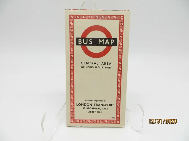 LONDON TRANSPORT BUS Map Central Area Including Trolleybuses 1961 3 00 