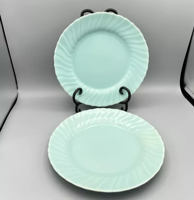 2 Vintage Franciscan Coronado Aqua Blue Swirl 10-1/2" Dinner Plates