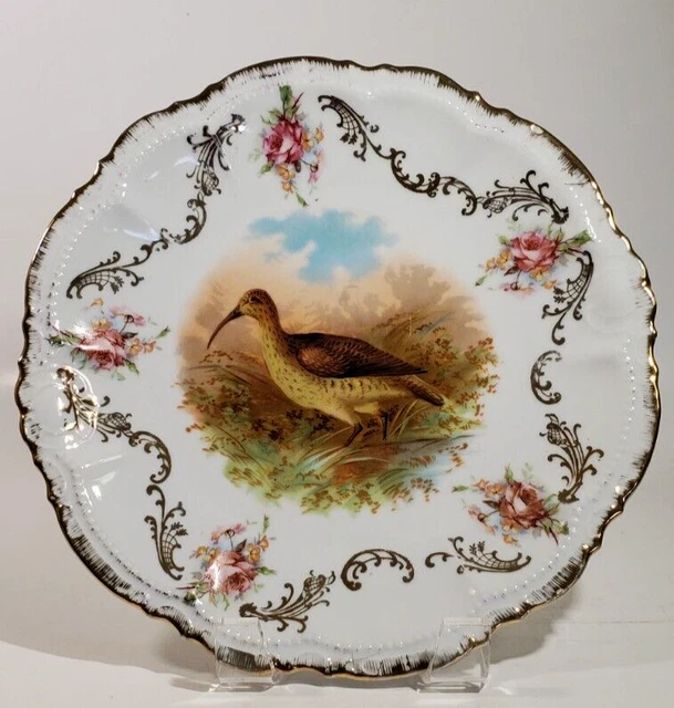 Antique Porzellanfabrik Moschendorf PM Bavaria Wild Bird Plate 1904-1938