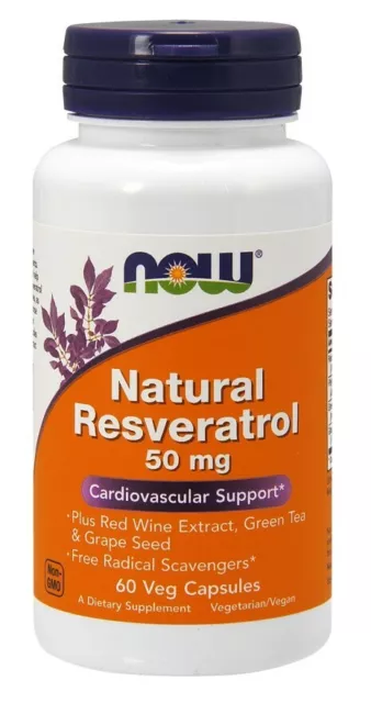 NOW Foods  Natural Resveratrol with Red Wine Extract, Green Tea & Grape Seed, 50