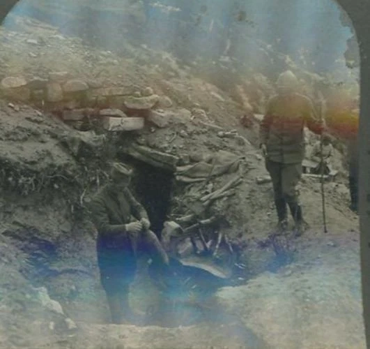1918 Wwi Serbian Front Loading A Trench Mortar Stereoview 21-11