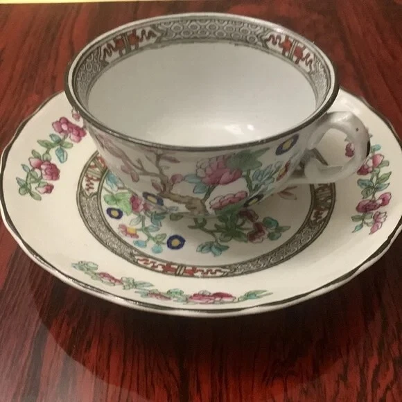Taza y platillo antiguo de árbol indio Burgess & Leigh - conjunto