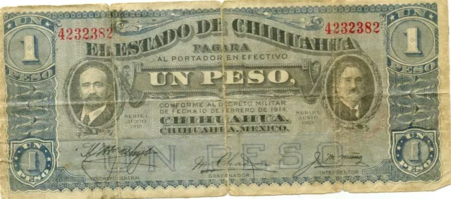 Mexico Revolutionary: Chihuahua 1 Peso 1915