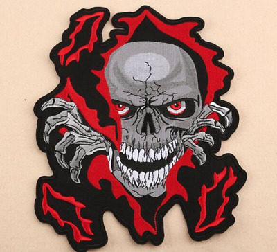 Patch ecusson brode thermocollant usa biker motard bison chopper tete de mort 