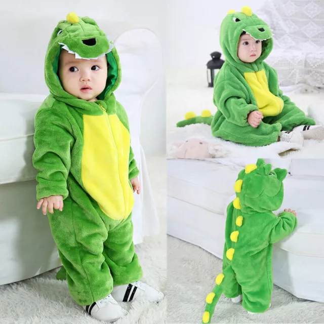 Newborn Baby Romper One-Piece Dinosaur Jumpsuit Costume Toddler Winter Soft