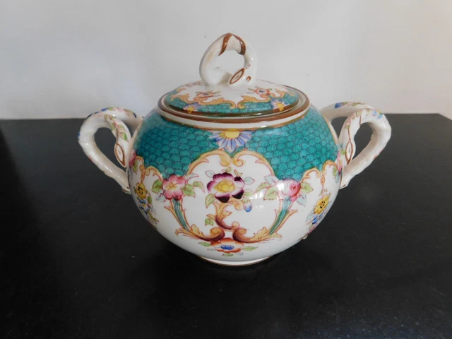 Sucrier en porcelaine de Sarreguemines décor Minton