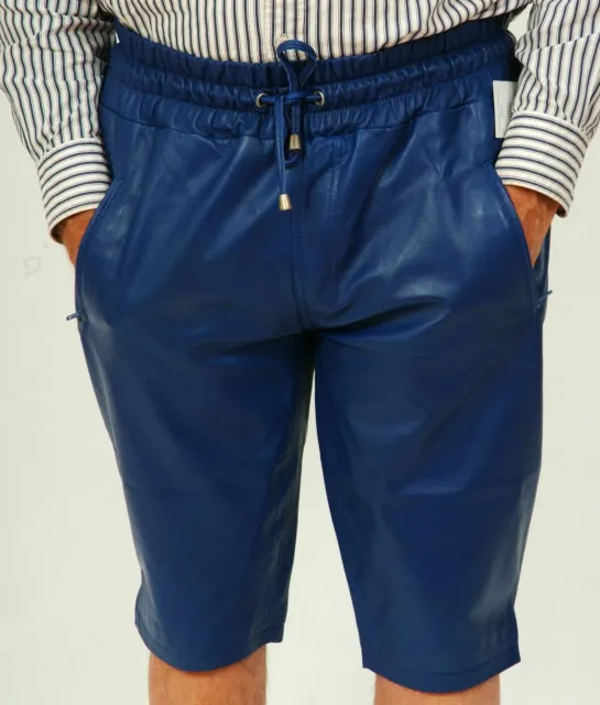 Leather Shorts Laces Waist Side Pant Jeans Underwear Boxer Genuine Us Blue 8