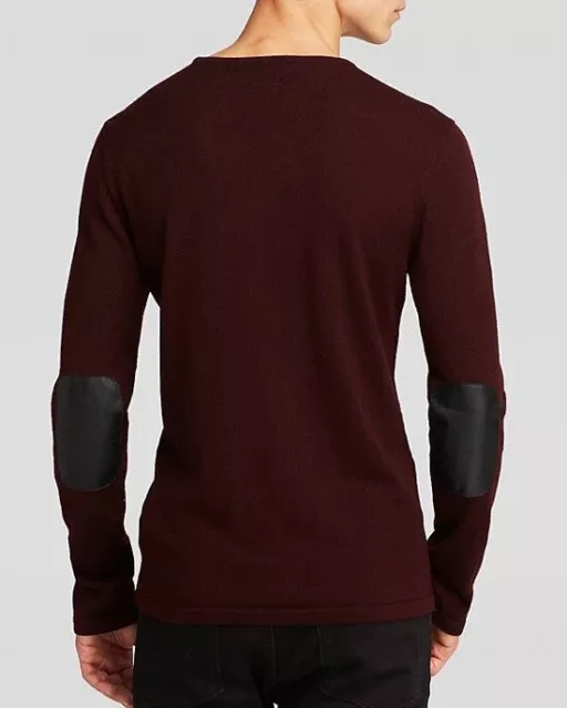 John Varvatos Star Crewneck Sweater with Leather Elbow Patches xl 2